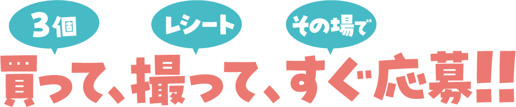3個買って、レシート撮って、その場ですぐ応募！！